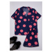 Trendyol Navy Blue Polka Dot Viscose Woven Pajama Set