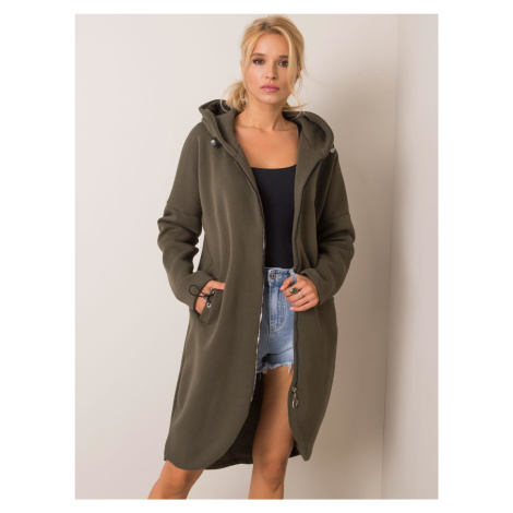 DÁMSKA DLHÁ KHAKI MIKINA S KAPUCŇOU RV-BL-4858-1.99P-KHAKI Rue Paris