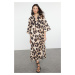 Trendyol Leopard Patterned Maxi Woven Kimono & Caftan