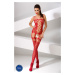 Passion BS054 red - Bodystocking Farba: Červená