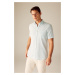 DEFACTO Regular Fit Polo Neck Linen Blended Short Sleeve Shirt