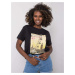 Black women's T-shirt with costume jewellery applications