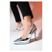 LuviShoes SANTA Silver Mirror Women's Pointed Toe Platform Heel Shoes