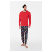 Men's pajamas Rojas long sleeves, long legs - red/print