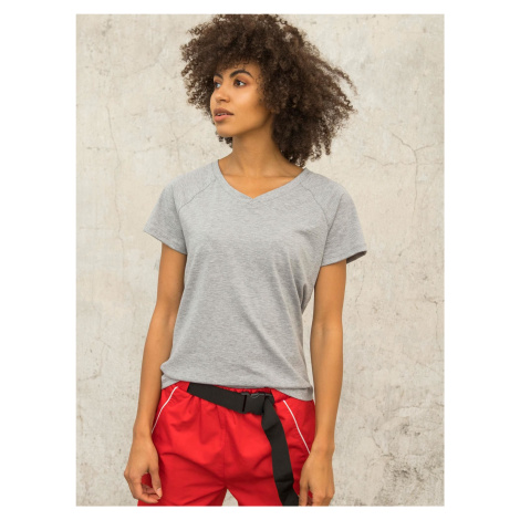 Grey T-shirt with neckline FOR FITNESS