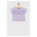 Detské bavlnené tričko Sisley fialová farba