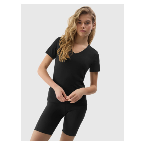 Women's Smooth T-Shirt with 4F Organic Cotton - Black