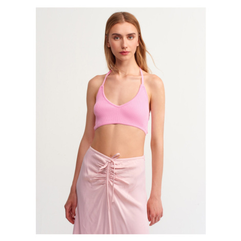 Dilvin 1061 Lace-Up Back Knitwear Bra-Pink