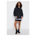 Trendyol Anthracite Anthracite/Faded Effect Thick Fleece Oversized Fit Hoodie, Knitted Sweatshir