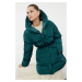 Trendyol Dark Green Regular Fit Belted Water Repellent Puffer Jacket