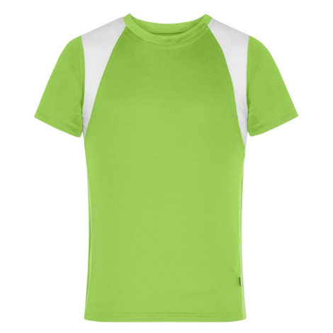 James & Nicholson Detské športové tričko s krátkym rukávom JN397k - Limetkovo zelená / biela