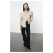 Trendyol Beige Cashmere Oversize Wide Pattern Woven Shirt