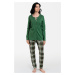 Dámske pyžamo Italian Fashion Asma - dlhé zapínacie Zelená