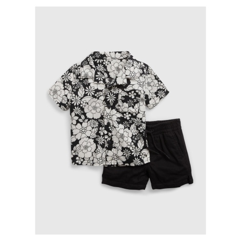 Čierny chlapčenský kvetovaný outfit set GAP