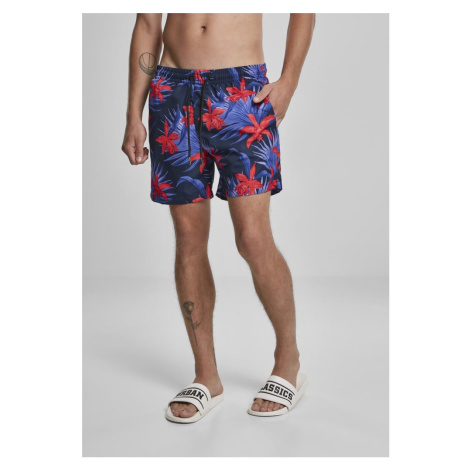 Swim shorts with blue/red pattern