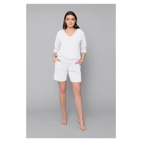 Karina women's set, 3/4 sleeves, short legs - white Italian Fashion