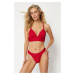 Trendyol Red Textured High Leg Regular Bikini Bottom