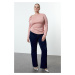 Trendyol Curve Pink Neck Gather Detailed Fine Knitwear Sweater