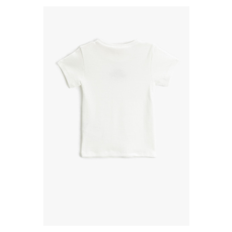 Koton Basic Short Sleeve T-Shirt Embroidered Detailed Textured