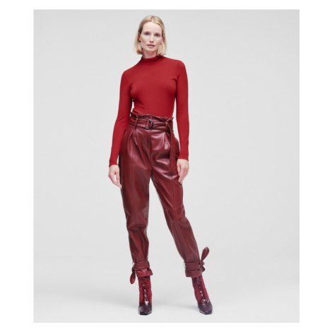 Nohavice Karl Lagerfeld Faux Leather Pants Červená