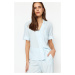 Trendyol Blue Striped Viscose Shirt-Pants Woven Pajama Set