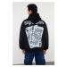 Trendyol Black Oversize/Wide Cut Hooded Card Print Fleece/Warm Sweatshirt