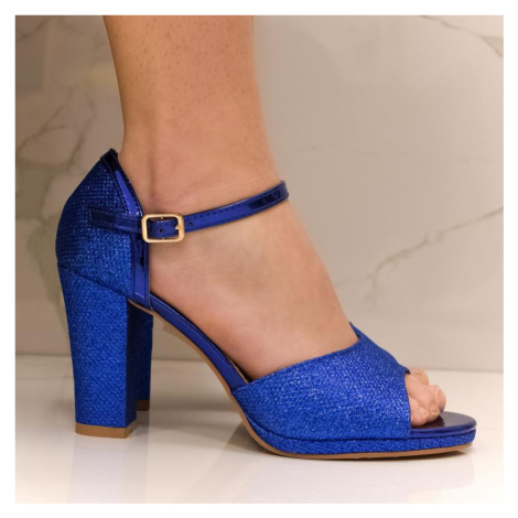Dámske modré trblietavé sandále ENVITA