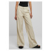 Women's High Canvas Mixed Wide Trousers Made of Soft Grass