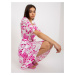 White and fuchsia flowing dress with print
