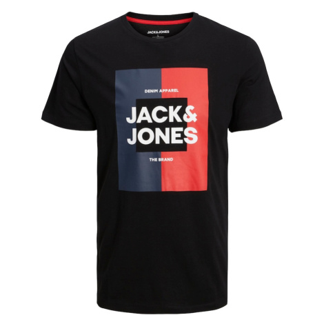 JACK & JONES Tričko 'Oscar'  námornícka modrá / svetločervená / čierna / biela