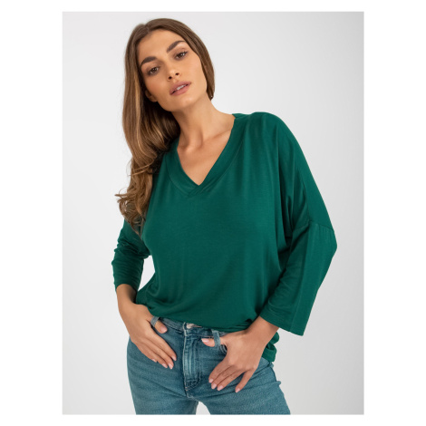 Dark green basic blouse for everyday wear