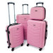 Ružová sada 4 elegantných plastových kufrov &quot;Armor&quot; - veľ. S, M, L, XL