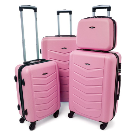 Ružová sada 4 elegantných plastových kufrov &quot;Armor&quot; - veľ. S, M, L, XL