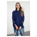 Trendyol Navy Blue Satin Woven Shirt