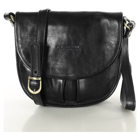 MARCO MAZZINI Čierna kožená crossbody kabelka s chlopňou (L256a)