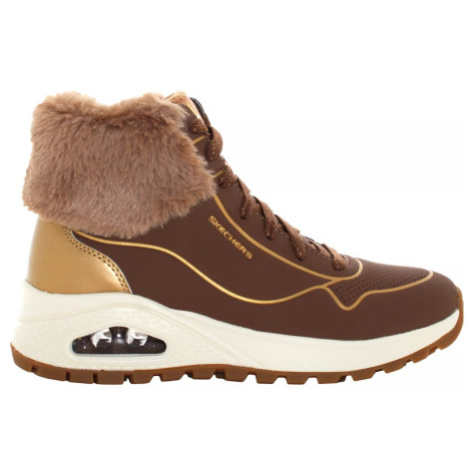 Dámske členkové zimné topánky SKECHERS Uno Rugged Zip Up taupe gold