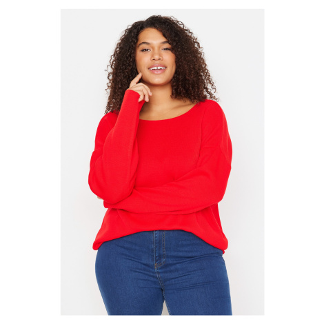 Trendyol Curve Red Cross Band Detailed Knitwear Sweater