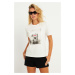 Cool & Sexy Women's Ecru Printed T-Shirt