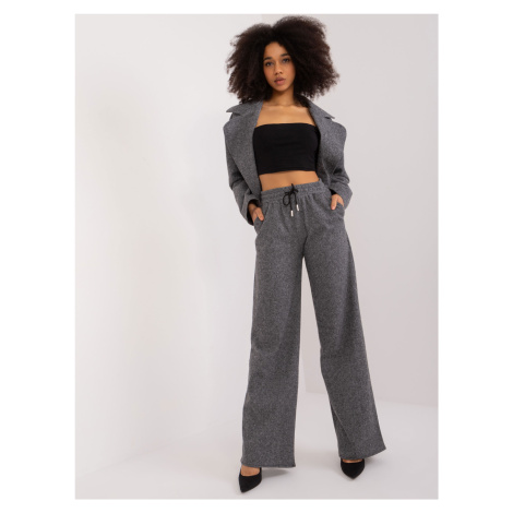 Black and grey melange trousers with straight legs