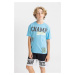 DEFACTO Boy's Oversize Fit Crew Neck Printed Short Sleeve T-Shirt