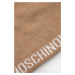 Vlnená čiapka Moschino hnedá farba, z tenkej pleteniny, vlnená