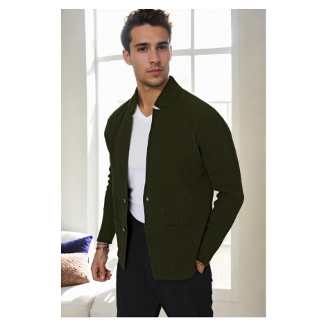 87095 Dewberry Mens Knitwear Cardigan-Khaki