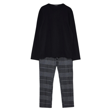 Trendyol Black-Anthracite Plaid Knitted Pajama Set