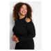 Trendyol Curve Black Stand Up Collar Straight Bodycone Single Plate Knitwear Plus Size Blouse
