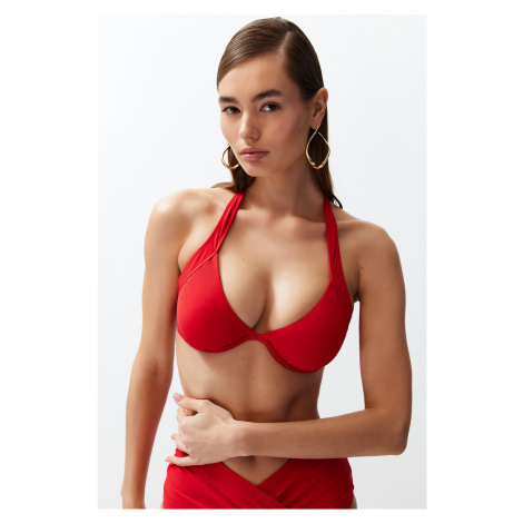 Trendyol Red Balconette Inverted V Underwire Bikini Top