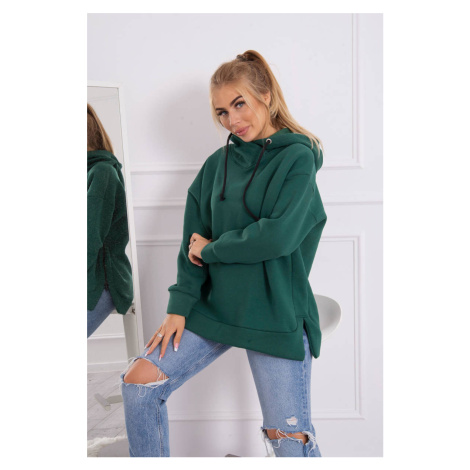 Insulated sweatshirt with side zipper dark green