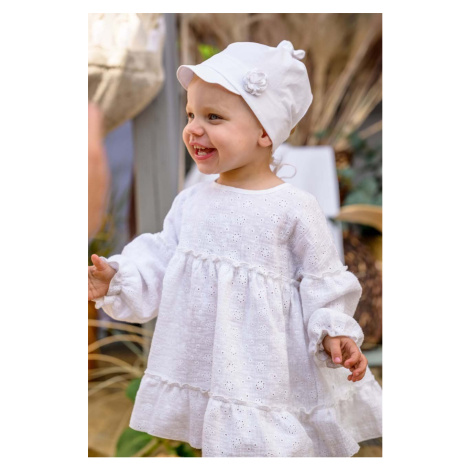 Detská bavlnená čiapka Jamiks DORIS biela farba biela, z tenkej pleteniny, bavlnená