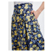 Žlto-modrá dámska skladaná kvetovaná sukňa ORSAY