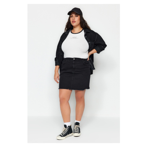 Trendyol Curve Black Pocket Bag Detailed Denim Skirt