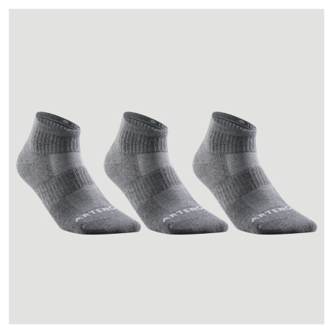 ARTENGO Športové ponožky RS 500 stredne vysoké 3 páry sivé ŠEDÁ